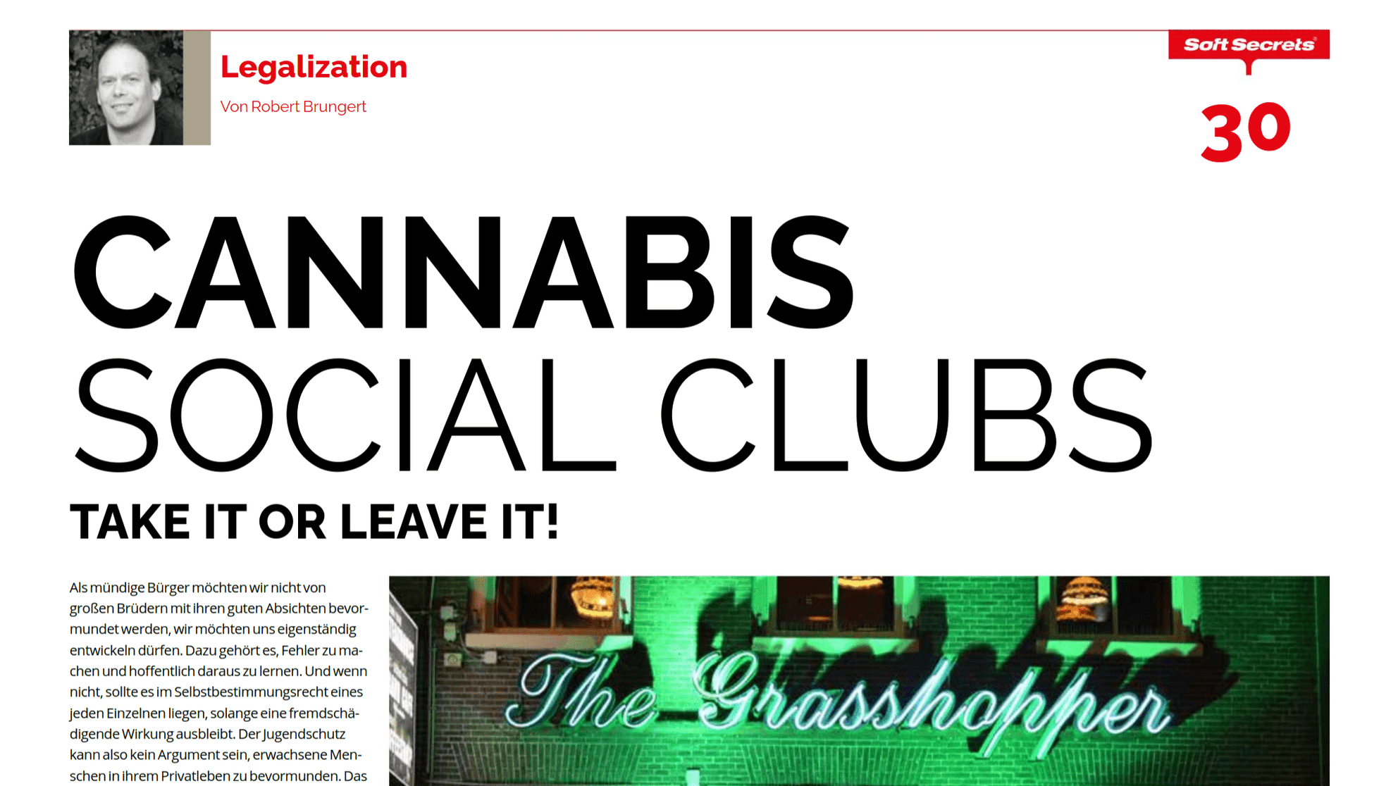 Ausschnitt aus dem Soft-Secrets-Artikel "Cannabis Social Clubs: Take it or leave it!"
